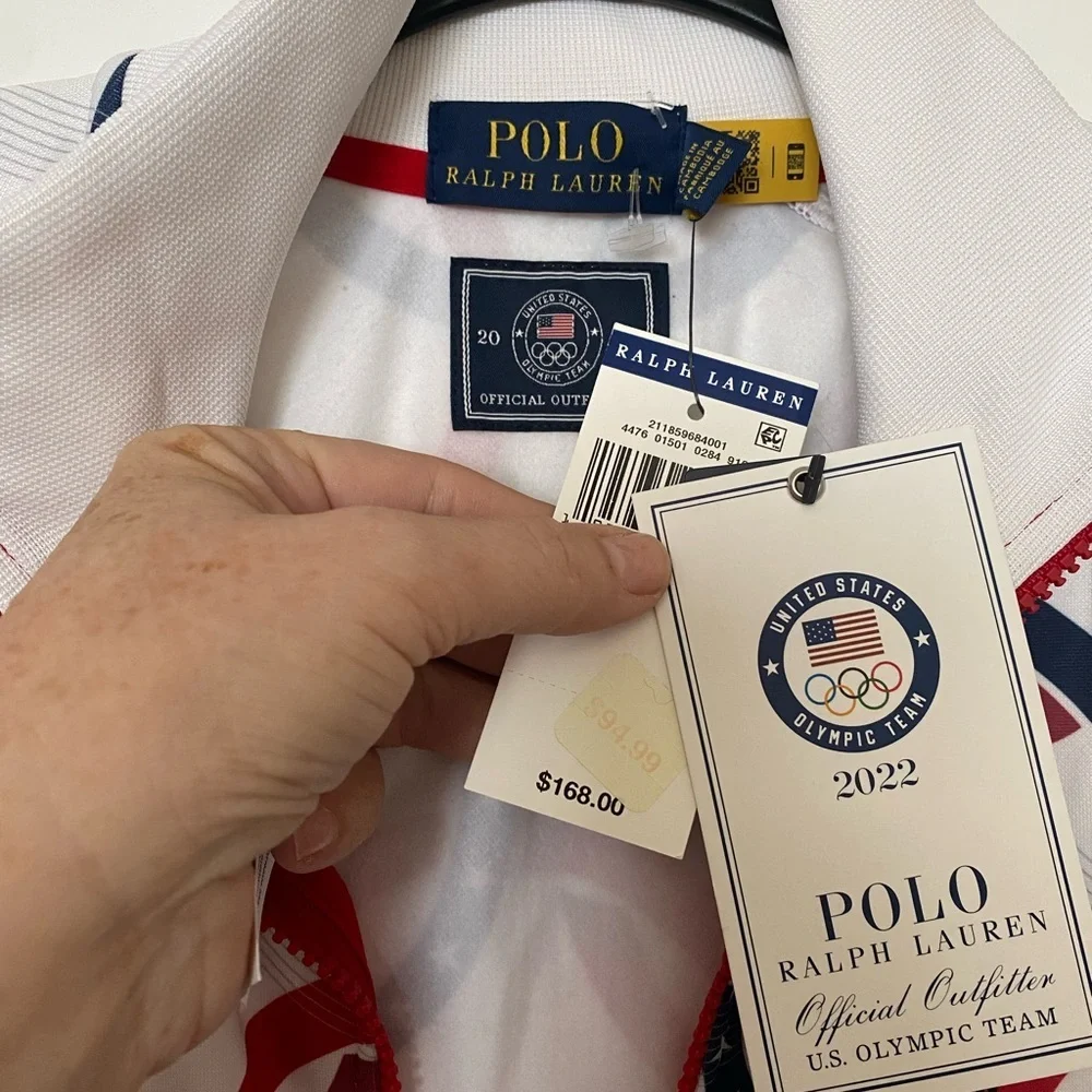Women's Polo Ralph Lauren Team USA White Rings Olympic Track Jacket New